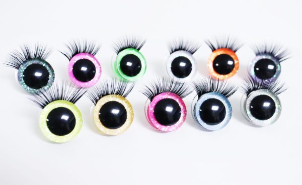 9mm-35mm 3D Centre eyes with colorful disc with black  eyelash tray -C11