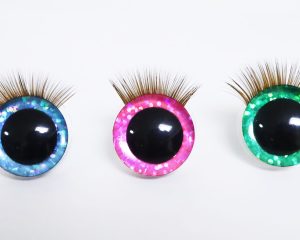 9mm-35mm mixed color 3D Centre eyes with colorful disc with brown eyelash tray -B11