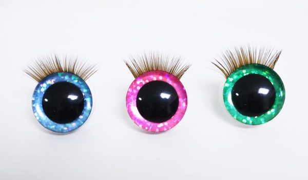 9mm-35mm mixed color 3D Centre eyes with colorful disc with brown eyelash tray -B11