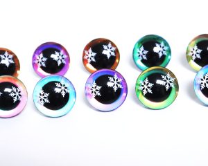 9mm-35mm 3D Centre eyes with snow print with colorful disc with hard washer -hc10