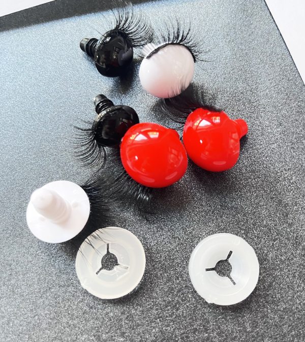 12mm-24mm red color new style toy doll eyes with eyelash  full solid toy eyes with washer for craft plush doll -01 (Copy) - Image 2