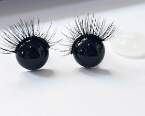 12mm-24mm black color new style toy doll eyes with eyelash black full solid toy eyes with washer for craft plush doll