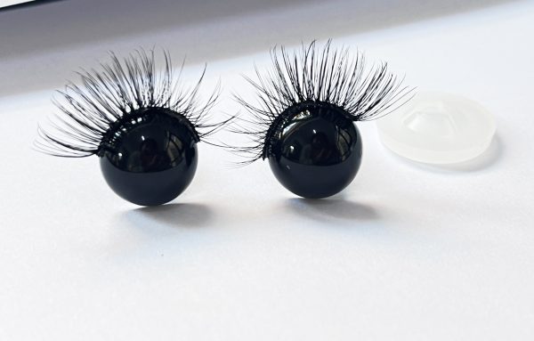 12mm-24mm black color new style toy doll eyes with eyelash black full solid toy eyes with washer for craft plush doll