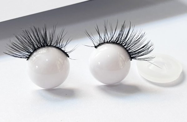 12mm-24mm white color new style toy doll eyes with eyelash  full solid toy eyes with washer for craft plush doll -01