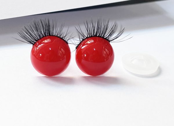12mm-24mm red color new style toy doll eyes with eyelash  full solid toy eyes with washer for craft plush doll -01 (Copy)