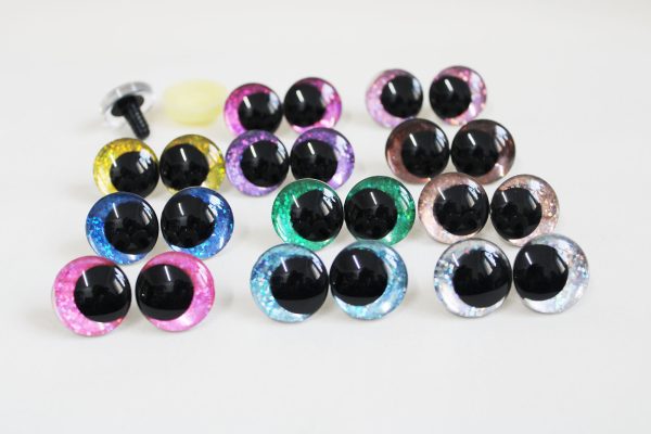 mixed color 3D offcentre eyes black pupil clear toy eyes with sinker washer 12mm-40mm option  for craft doll -B11