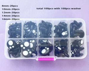 100pcs/box 8mm 10mm 12mm 14mm 16mm toy eyes with soft washer