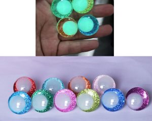 mixed color 3D luminous pupil offcentre eyes clear toy eyes with sinker washer with disc for craft doll -20mm-25mm-30mm