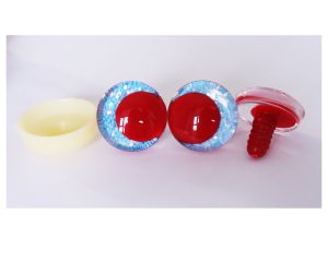 blue color 3D offcentre eyes red pupil clear toy eyes with sinker washer 14mm-35mm option for craft doll -T10