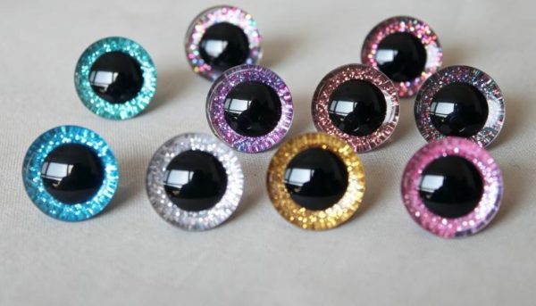 MIXED COLOR 9mm-35mm 3D Centre toy eyes with hard washer for diy craft plush doll findings-N10
