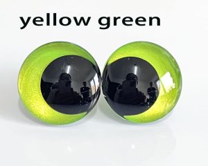 handpaint yellow green color 3D offcentre eyes black pupil  toy eyes with sinker washer 12mm-40mm option  for craft doll