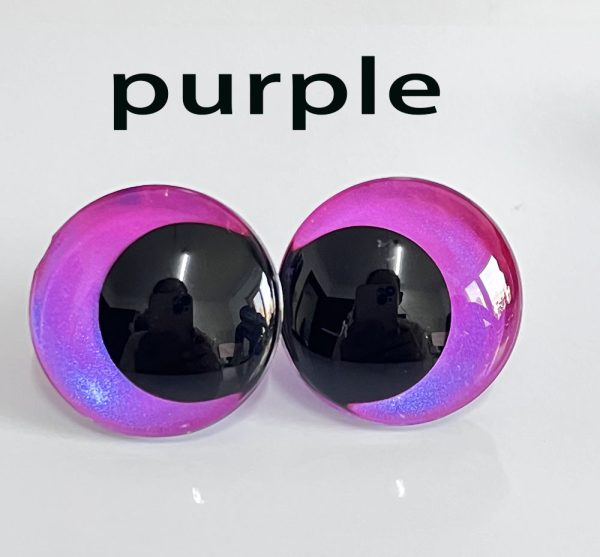 handpaint purple color 3D offcentre eyes black pupil  toy eyes with sinker washer 12mm-40mm option  for craft doll
