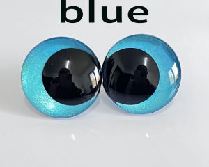 handpaint blue color 3D offcentre eyes black pupil  toy eyes with sinker washer 12mm-40mm option  for craft doll