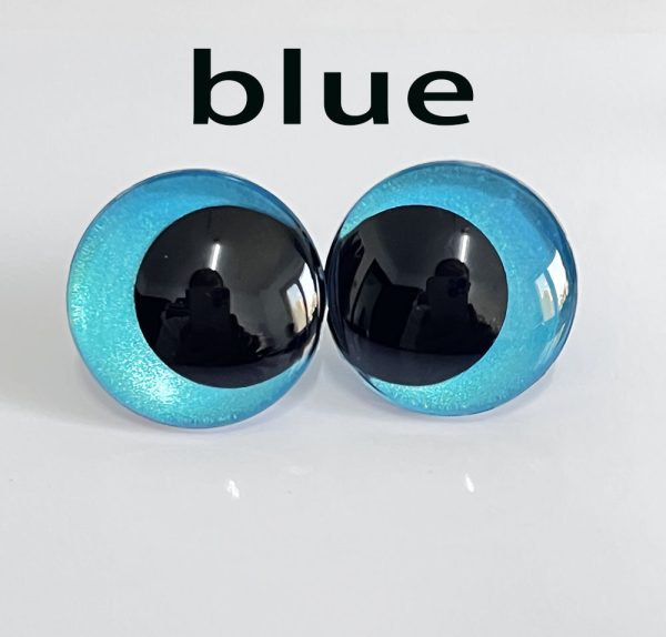 handpaint blue color 3D offcentre eyes black pupil  toy eyes with sinker washer 12mm-40mm option  for craft doll