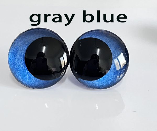 handpaint gray blue color 3D offcentre eyes black pupil  toy eyes with sinker washer 12mm-40mm option  for craft doll