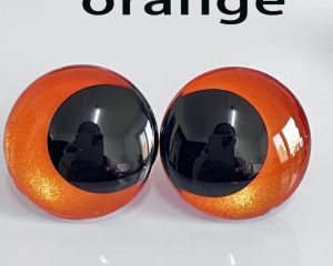 handpaint orange color 3D offcentre eyes black pupil  toy eyes with sinker washer 12mm-40mm option  for craft doll
