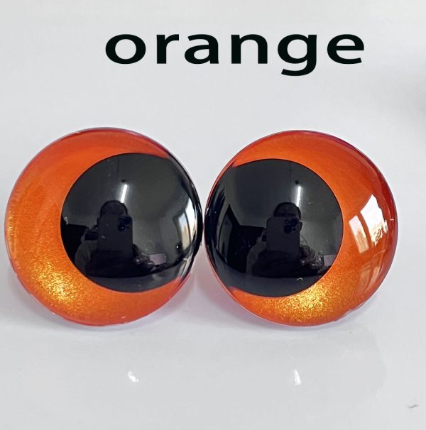 handpaint orange color 3D offcentre eyes black pupil  toy eyes with sinker washer 12mm-40mm option  for craft doll