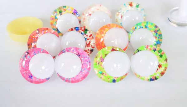 mixed color 3D white pupil offcentre eyes  clear toy eyes with sinker washer 12mm-40mm option  for craft doll -s9 - Image 2
