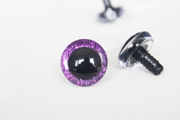 purple color 9mm-35mm 3D Centre glitter toy eyes with hard washer for diy craft plush doll findings-10colors
