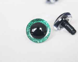 green color 9mm-35mm 3D Centre glitter toy eyes with hard washer for diy craft plush doll findings-10colors