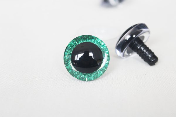 green  color 9mm-35mm 3D Centre glitter toy eyes with hard washer for diy craft plush doll findings-10colors