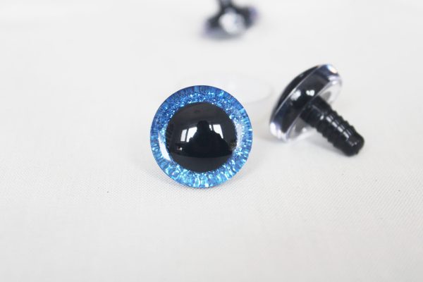 dark blue color 9mm-35mm 3D Centre glitter toy eyes with hard washer for diy craft plush doll findings-10colors