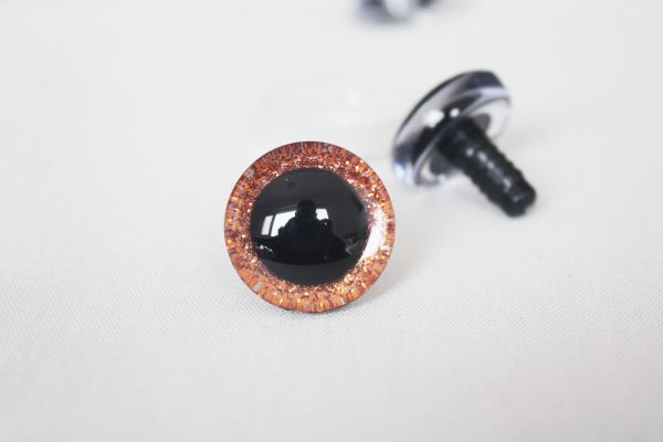 orange color 9mm-35mm 3D Centre glitter toy eyes with hard washer for diy craft plush doll findings-10colors