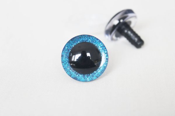 blue  color 9mm-35mm 3D Centre glitter toy eyes with hard washer for diy craft plush doll findings-10colors