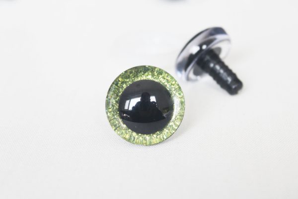 yellow green color 9mm-35mm 3D Centre glitter toy eyes with hard washer for diy craft plush doll findings-10colors