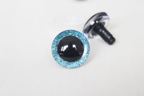 light blue color 9mm-35mm 3D Centre glitter toy eyes with hard washer for diy craft plush doll findings-10colors