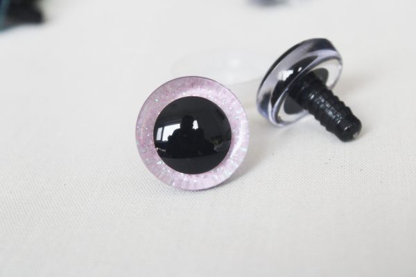 light  pink  color 9mm-35mm 3D Centre glitter toy eyes with hard washer for diy craft plush doll findings-10colors