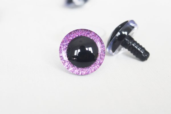 hot pink  color 9mm-35mm 3D Centre glitter toy eyes with hard washer for diy craft plush doll findings-10colors