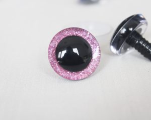 pink color 9mm-35mm 3D Centre glitter toy eyes with hard washer for diy craft plush doll findings-N10