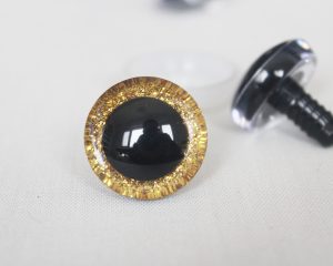 gold color 9mm-35mm 3D Centre glitter toy eyes with hard washer for diy craft plush doll findings-N10