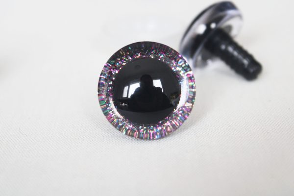 dark glitter color 9mm-35mm 3D Centre glitter toy eyes with hard washer for diy craft plush doll findings-N10