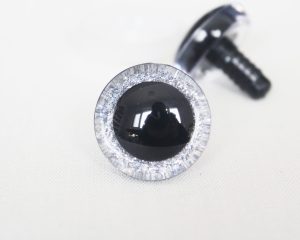 silver color 9mm-35mm 3D Centre glitter toy eyes with hard washer for diy craft plush doll findings-N10