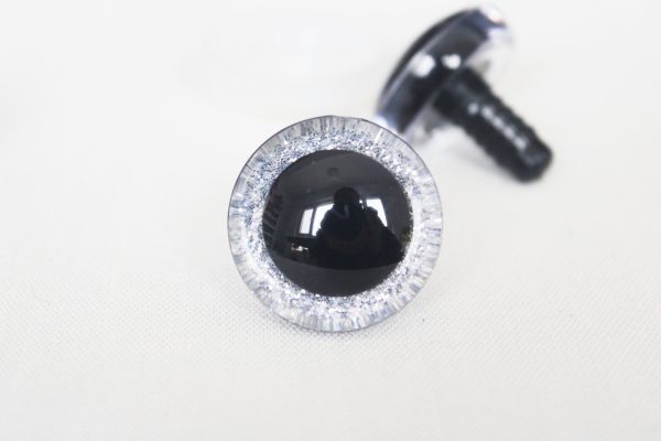 silver color 9mm-35mm 3D Centre glitter toy eyes with hard washer for diy craft plush doll findings-N10