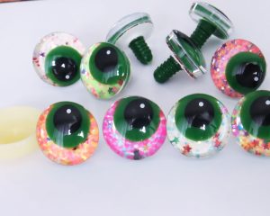 mixed color 25mm 3D offcentre eyes green pupil with print white dot  toy eyes with sinker washer -S9
