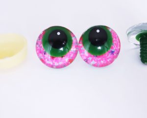 purple disc color 25mm 3D offcentre eyes green pupil with print white dot  toy eyes with sinker washer -S9
