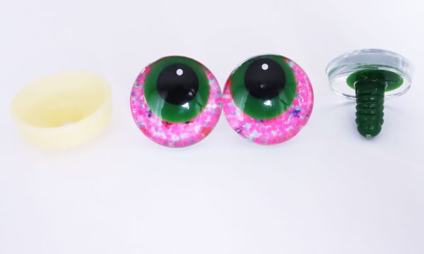purple disc color 25mm 3D offcentre eyes green pupil with print white dot  toy eyes with sinker washer -S9