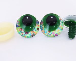 green  disc color 25mm 3D offcentre eyes green pupil with print white dot  toy eyes with sinker washer -S9