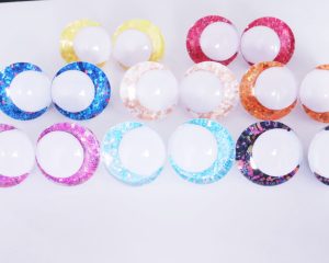 mixed color 3D offcentre eyes white  pupil clear toy eyes with sinker washer 14mm-35mm option  for craft doll -T10
