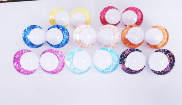 mixed color 3D offcentre eyes white  pupil clear toy eyes with sinker washer 14mm-35mm option  for craft doll -T10