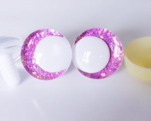 purple color 3D offcentre eyes white pupil clear toy eyes with sinker washer 14mm-35mm option for craft doll -T10