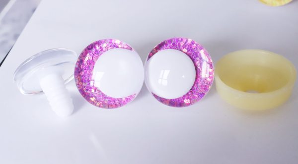 purple color 3D offcentre eyes white  pupil clear toy eyes with sinker washer 14mm-35mm option  for craft doll -T10