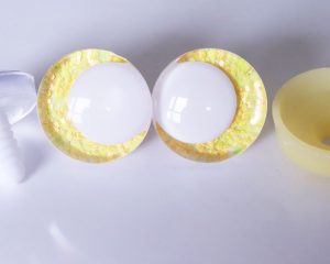 yellow color 3D offcentre eyes white pupil clear toy eyes with sinker washer 14mm-35mm option for craft doll -T10