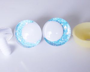 blue color 3D offcentre eyes white pupil clear toy eyes with sinker washer 14mm-35mm option for craft doll -T10
