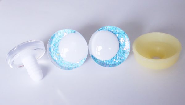blue color 3D offcentre eyes white  pupil clear toy eyes with sinker washer 14mm-35mm option  for craft doll -T10