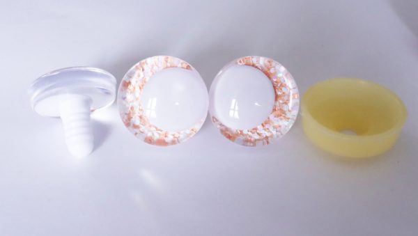 pink orange color 3D offcentre eyes white  pupil clear toy eyes with sinker washer 14mm-35mm option  for craft doll -T10