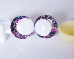 mix glitter color 3D offcentre eyes white pupil clear toy eyes with sinker washer 14mm-35mm option for craft doll -T10